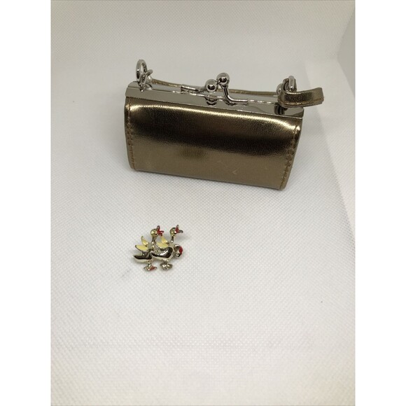 VTG Gold Tone Green Rhinestone Enameled Ducks Scatter Pin Brooch - Picture 1 of 12